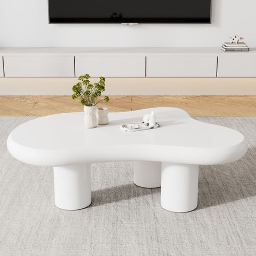Table Basse Nuage 97x67x32 Cm, Mdf Laqué Avec Feutre, Design Créatif Et Unique