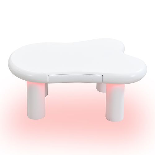 Table Basse Blanche Forme Nuage Mdf Avec LED 16 Couleurs Et Tiroir Rangement Moderne Pour Salon