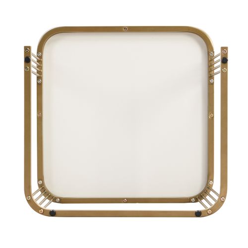 Tables Basses Empilables 2 Pièces, Plateau Marbre Brillant, Accents Dorés Et Tiroirs, Pour Salon