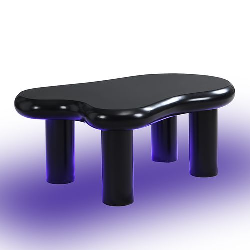 Table Basse Noire Forme Nuage Avec LED 16 Couleurs Et Tiroir Rangement Moderne Pour Salon