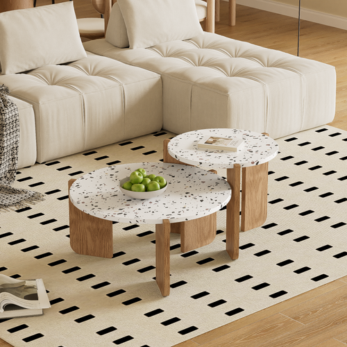 Ensemble 2 Tables Basses Modulables Modernes, Design Pratique Et Polyvalent Pour Salon Ou Balcon