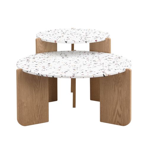 Ensemble 2 Tables Basses Modulables Modernes, Design Pratique Et Polyvalent Pour Salon Ou Balcon