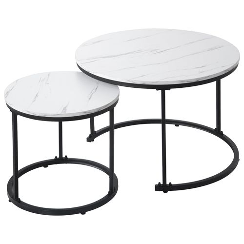 Table Basse Ronde Gigogne, Lot De 2, Tables D'appoint Empilables, Design Moderne Pour Salon