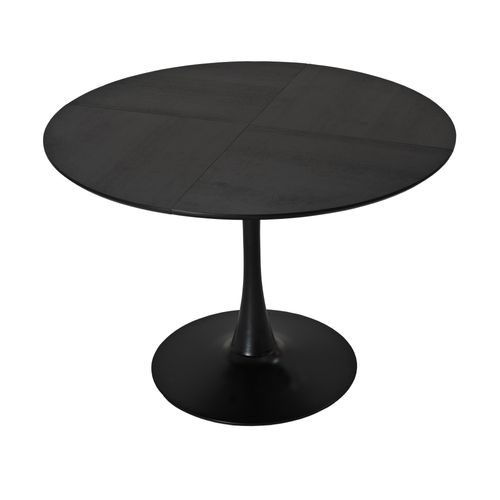 Ensemble Table Repas 120x120 Cm, 4 Chaises, Plateau Bois/mdf Noir, Pieds Métal, Assises Pu Gris