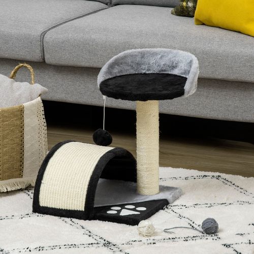 Arbre à Chat Noir En Peluche Avec Cordes Sisal, Plateformes Ludiques Et Jouet Suspendu