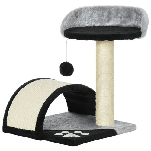 Arbre à Chat Noir En Peluche Avec Cordes Sisal, Plateformes Ludiques Et Jouet Suspendu