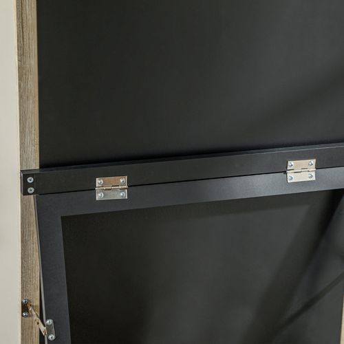 Miroir Pleine Longueur 162,6 X 53,3 Cm Blanc Et Bois Naturel, Verre Haute Définition Sécurisé