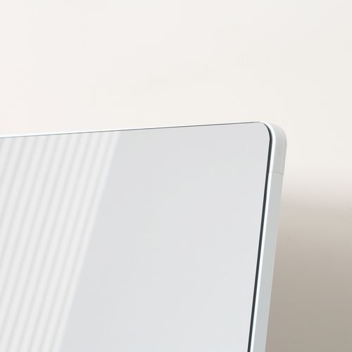 Miroir 45x158,5 Cm Verre Argenté, Cadre Aluminium Et Pied Noir, Montage Mural Ou Sur Pied