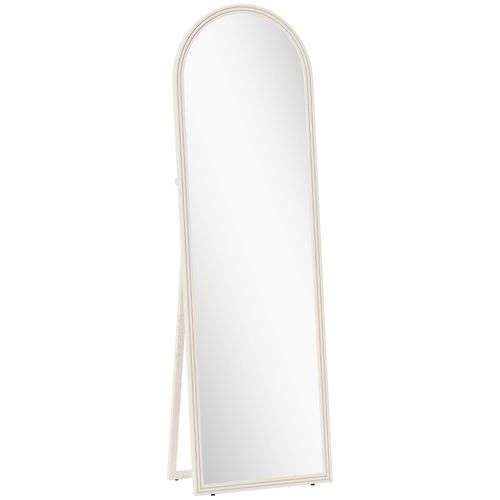 Miroir Pleine Longueur 50x160 Cm Blanc, Cadre Effet Pierre En Arc, Pose Murale Ou Sur Pied