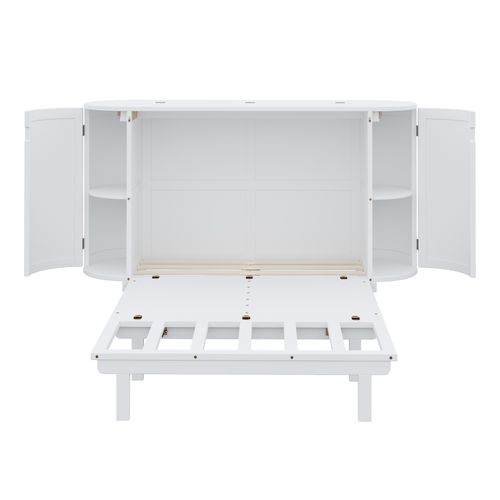 Lit rabattable 140x200 Cm Avec Structure Murale Style Armoire Blanc