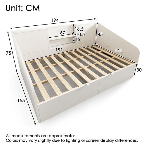 Lit Coffre 140x190 Cm Avec Sommier Relevable Blanc