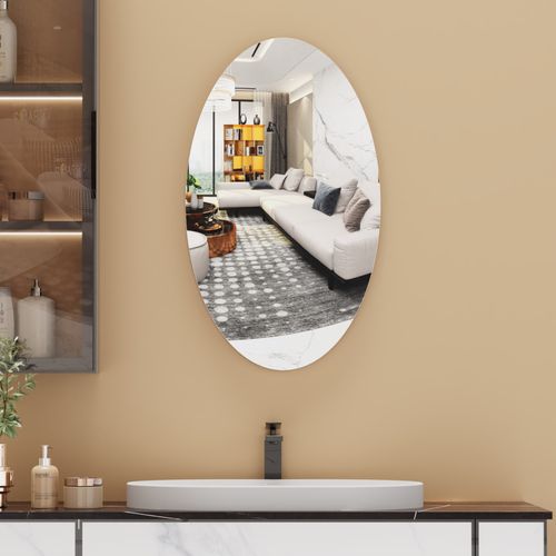 Miroir Mural 64x37 Cm Blanc Sans Cadre, Pose Horizontale/verticale, Fixation 242 Mm