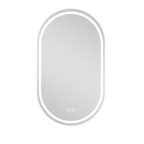 Miroir Mural LED 60x100 Cm Ovale Sans Cadre, 3 Températures (3000/4000/6000 K) Et Anti‑buée