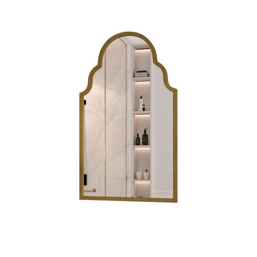 Miroir Mural 61 X 101 Cm En Verre Clair, Cadre Métal Bronze Anodisé, Sécurité Anti-casse