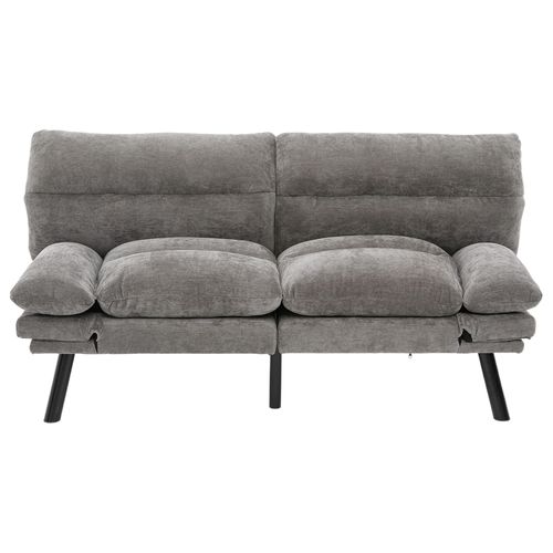 Canapé-lit 165x90 Cm-Canapé-canapé-lit En Chenille Gris Foncé, Dossier Et Accoudoirs Réglables