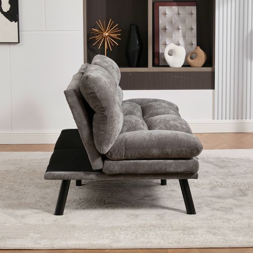 Canapé-lit 165x90 Cm-Canapé-canapé-lit En Chenille Gris Foncé, Dossier Et Accoudoirs Réglables