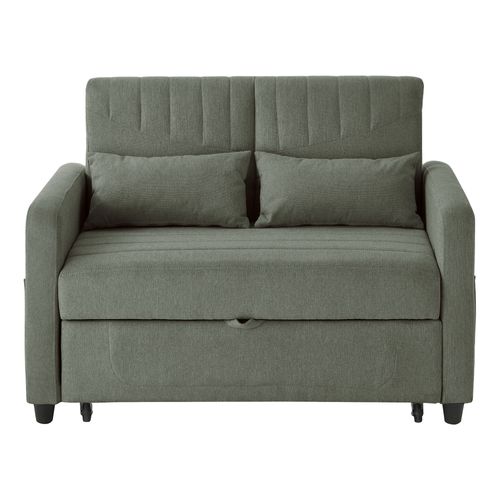 Canapé Convertible 166x95 Cm Tissu Coton-lin Vert Army