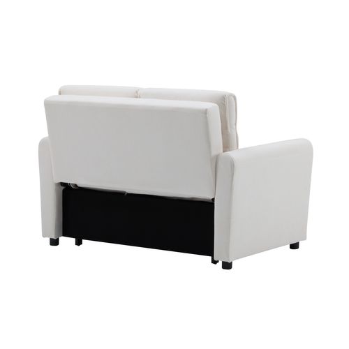 Canapé Convertible 2 En 1 174x103 Cm En Velours Beige Clair