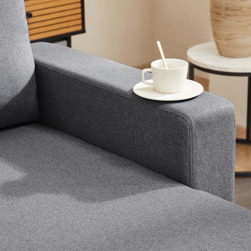 Canapé Convertible 219,5x142,5 Cm En Lin Gris Foncé