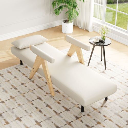 Fauteuil Convertible 87x64x60 Cm En Lin Beige