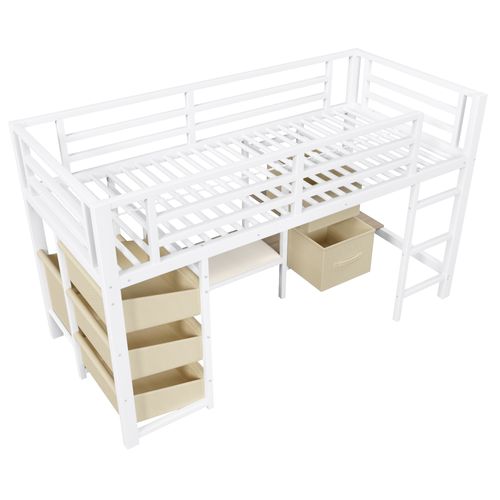 Lit Mezzanine 90x200 Cm Avec Structure En Métal Éclairage LED Multicolore