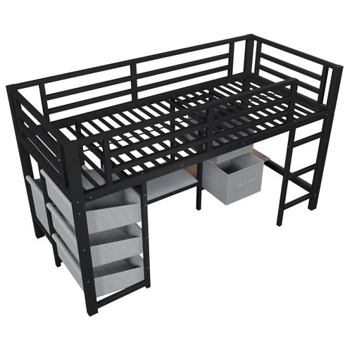 Lit Mezzanine 90x200 Cm Avec Structure En Métal