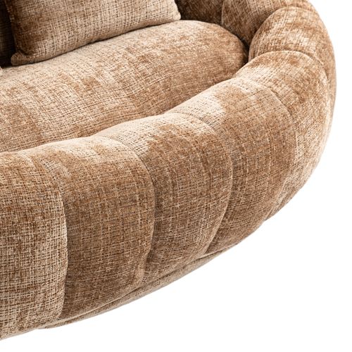 Canapé Pouf 150x95 Cm En Chenille Café, Siège Mémoire Haute Densité, Prêt à L'emploi