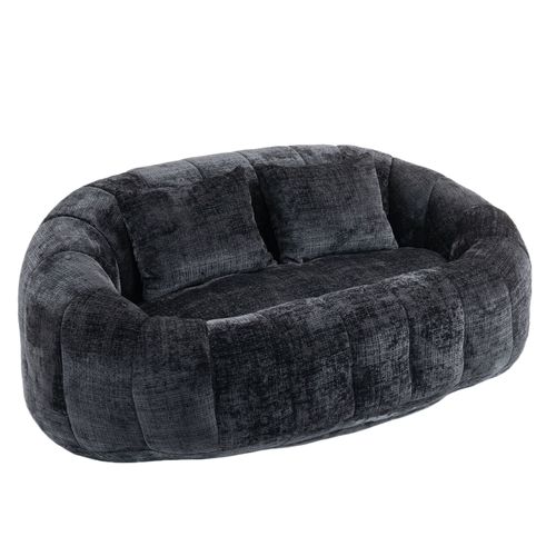 Canapé Pouf 150x95 Cm En Chenille Noire