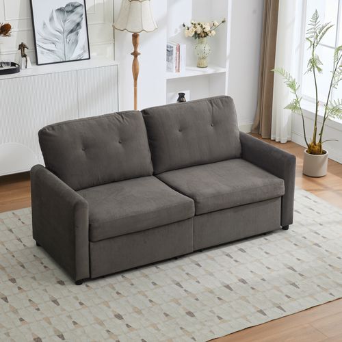 Canapé Banquette 2 Places Avec Tiroirs, Tissu Microfibre Gris Foncé Brillant, Dossier Ergonomique