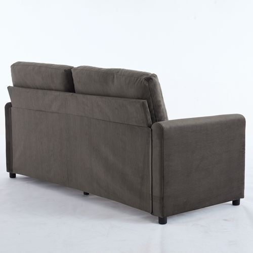 Canapé Banquette 2 Places Avec Tiroirs, Tissu Microfibre Gris Foncé Brillant, Dossier Ergonomique
