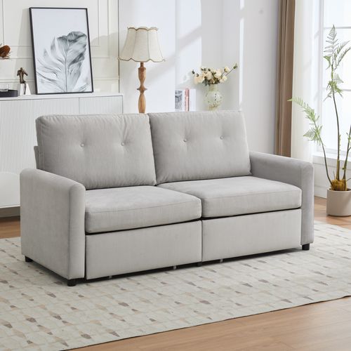 Canapé 2 Places Avec 2 Tiroirs De Rangement, Gris Clair