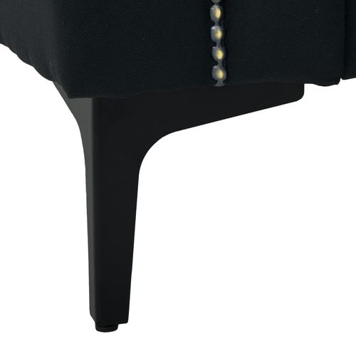 Canapé 2 Places 172x73,5 Cm En Tissu Noir, Mousse Haute Densité Et Pieds Métal, Style Scandinave