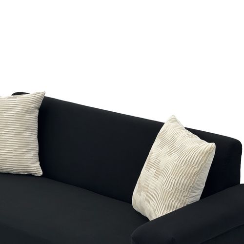 Canapé 2 Places 172x73,5 Cm En Tissu Noir, Mousse Haute Densité Et Pieds Métal, Style Scandinave