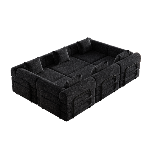 Canapé Adulte 1 Place Modulable 2 En 1 En Chenille Noire, Accoudoir Coffre Et Trois Cadres Acier