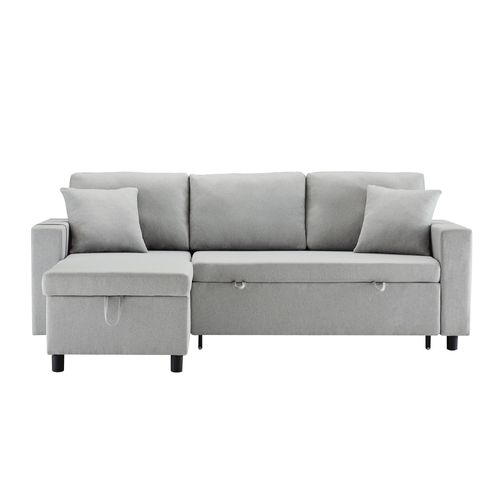Canapé Convertible 219,5x142,5 Cm En Lin Gris