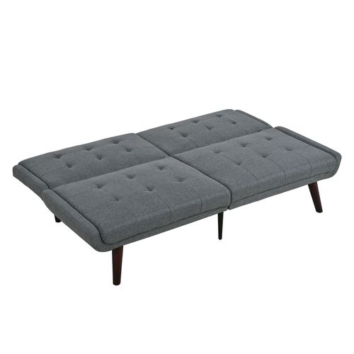 Canapé Convertible 146 Cm En Tissu Lin Gris
