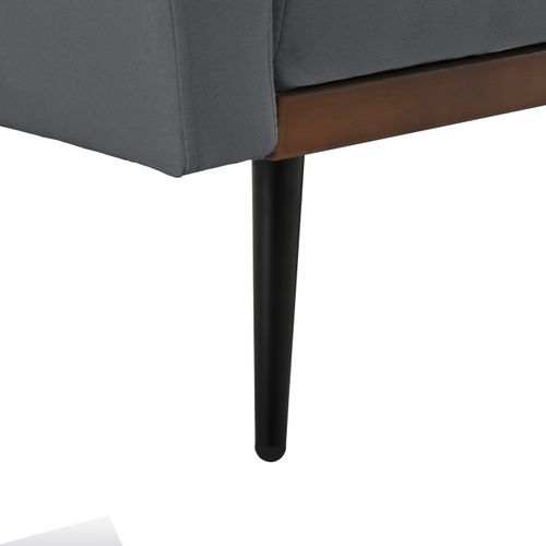 Canapé 146 Cm En Lin Gris, Dossier Réglable 5 Positions, Accoudoirs Fixes Et Pieds Métal Design