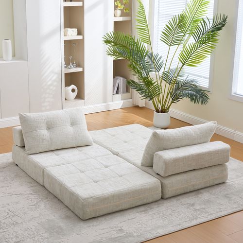 Chauffeuse 79x180x18 Cm En Chenille Beige