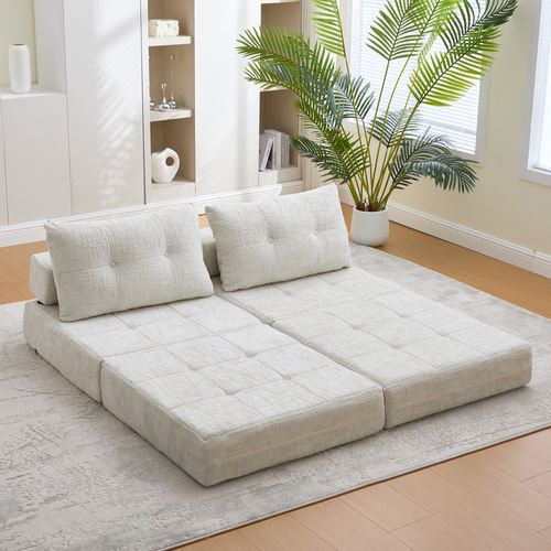 Chauffeuse 79x180x18 Cm En Chenille Beige