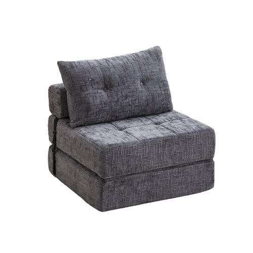 Chauffeuse En Chenille Grise, Mousse Haute Densité, Coussins Tête Et Lombaire Inclus