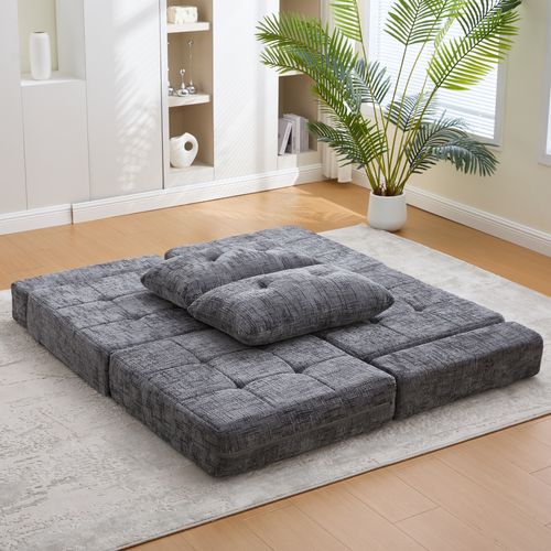 Chauffeuse En Chenille Grise, Mousse Haute Densité, Coussins Tête Et Lombaire Inclus