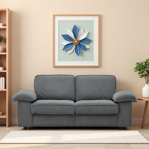 Canapé Moderne Gris 2 Places, Assise 136 Cm, Profondeur 61 Cm, Coffre De Rangement Intégré