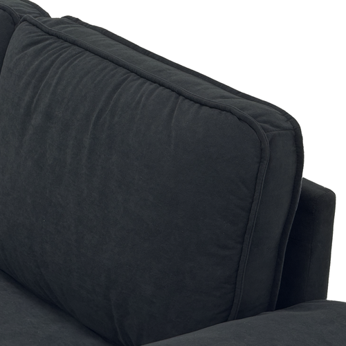 Canapé Adulte 2 Places — Assise 136x61 Cm En Velours Noir, Coffre De Rangement Et Accoudoirs