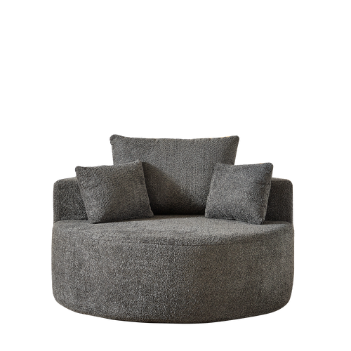 Fauteuil fixe En Chenille Gris Modulable, Fauteuil Une-pièce Sans Montage, Dossier Cylindrique