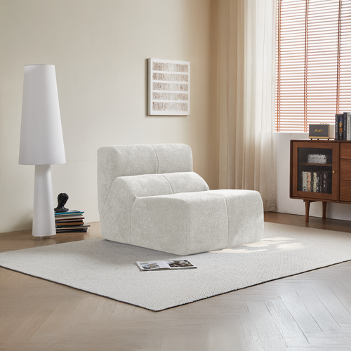 fauteuil fixe 94x110x79 Cm En Velours Blanc, Fauteuil D'appoint Ergonomique Et Compact