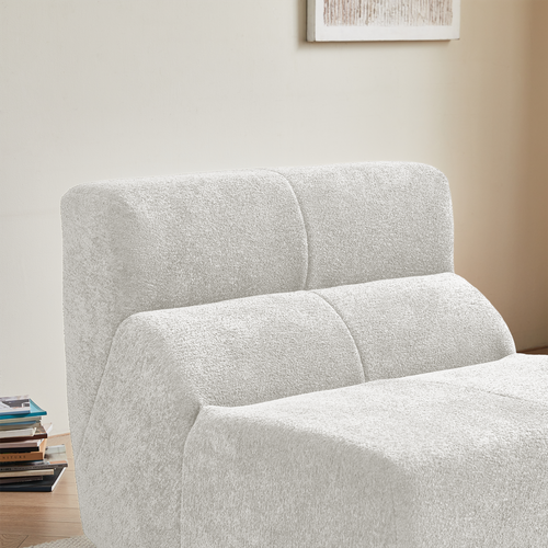 fauteuil fixe 94x110x79 Cm En Velours Blanc, Fauteuil D'appoint Ergonomique Et Compact