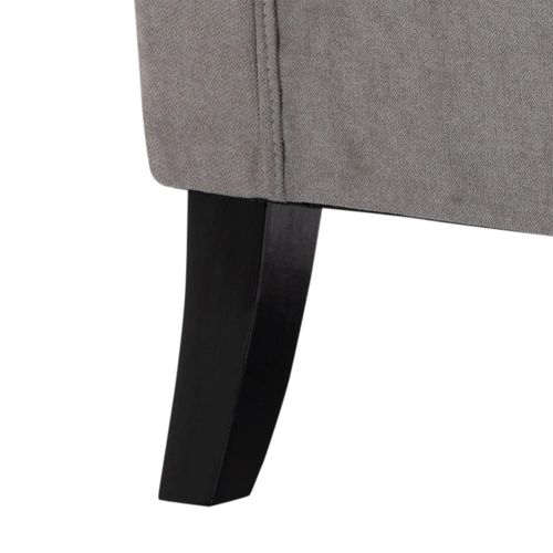 Fauteuil à Oreilles 74x86x102 Cm En Polyester Gris, Capitonné à Boutons, Pieds Bois Noirs