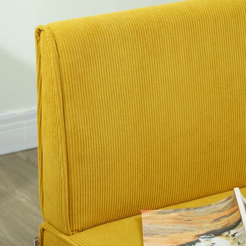 Canapé Adulte 110x62x85 Cm — Banquette 2 Places En Tissu Côtelé Polyester Jaune