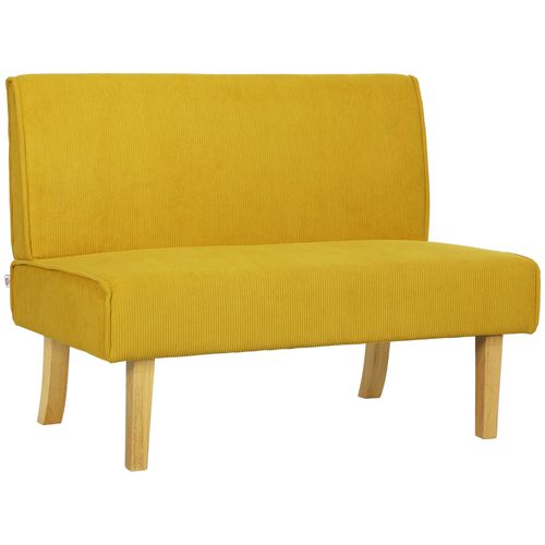 Canapé Adulte 110x62x85 Cm — Banquette 2 Places En Tissu Côtelé Polyester Jaune