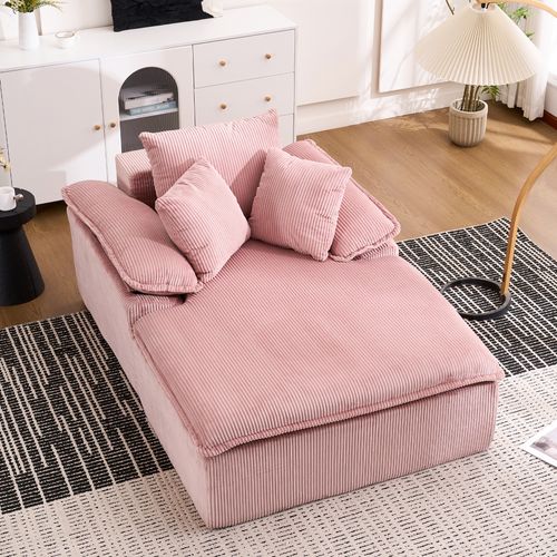 fauteuil relax 177x122x92 Cm En Velours Côtelé Rose, Assise Ergonomique Sans Assemblage